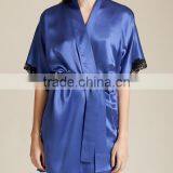 Wholesale New Design Plus Pajamas Satin Dress Blank Plain Short Custom Design Satin Nighty Robes Women thumbnail-2