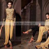 Ash Color Zari Design Beauty Charm Designer Semi Stitch Salwar Kameez thumbnail-3