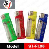 Plastic electronic lighter for man with flashlight