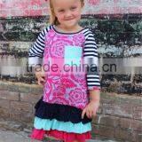 Top Quality Girls Clothing 3 Different Colors Flower Printed Girls Dress for Wholeasale thumbnail-1