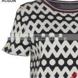 Acrylic Flat Knitted Sweater for Women as Stripe Collar Short Sleeve Polka Dot T-shirt of Latest Design Girls Top thumbnail-2