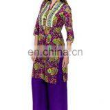 100% Cotton Printed Short Mandarin Collar 3/4 Sleeve Woman Kurtis thumbnail-4