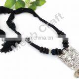 Beautiful Oxidised Silver Necklace- Silver Choker Necklace Set- Navratri Special Handmade Oxidized Necklace thumbnail-1