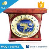 Custom design souvenir gold round shape plaque award with wooden box
