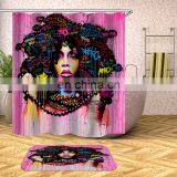 Cheap Black Woman Shower Curtain With Hook, African American Hot Sell African Women Shower Curtain thumbnail-4