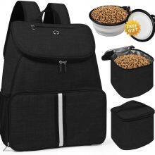Pet Supplies Backpack New Pet Carrier With 2 Silicone Collapsible Bowls and 2 Food Baskets. thumbnail-1