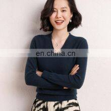 Women Custom 100% Erdos Cashmere V-neck Sweater thumbnail-1