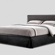 Concise Home Duplica Minimalist Bed BB-1603-15 Genuine Leather and Imported PU Upholstered Double Bed thumbnail-1
