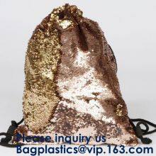Fashion Bling Sublimation Magic Sequin Drawstring Backpack Bag,Glitter Mermaid Flip Sequin Bag Outdoor Shoulder Reversib thumbnail-3