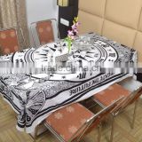 Indian Cotton Table Cloth Black & White Compass Zodiac Printed Dinning Vintage Wall Hanging Throw Bed Sheet Cover TC68
