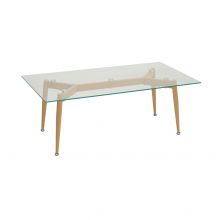 Wooden Legs and Glass Top Rectangular Coffee Table DT-G16