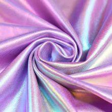 Shiny Holographic Reflective Mermaid Shiny 80% Nylon 20% Spandex Holographic Metallic Foil Print Fabric for Swimwear thumbnail-4