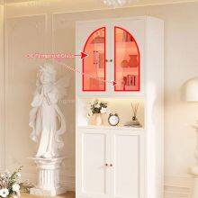 Slim Metal Storage Cabinet With Fluted Glass, Narrow Steel Entryway Sideboard With Magnetic Closure for Sydney Apartment Living, Factory Wholesale thumbnail-4