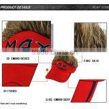 China Guangzhou Red and White Visor Cap With Fake Hair thumbnail-6