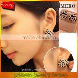 Fashion Leopard Print Crystal Triangle Square Gold Stud Earrings For Women Fancy Design