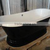 Long Roll Top Double Slipper Bath With Plinth BLACK thumbnail-3