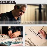 Chinese traditional culture peony blossom handmade painting with Calligraphy by famous painter