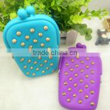 silicone mobile phone bag with button ding