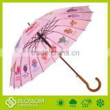 Fiberglass umbrella frame,wood handle umbrella