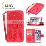 For Iphone 6s 6 Plus Diamond Flower Wallet Leather Phone Case thumbnail-1