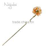 Shining Sharp Metal Parts Japanese Flower Orange Hair Stick