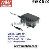 Meanwell 5v 2.40a Adaptor/12~15W AC-DC Single Output Wall-mounted Type/12w Wall-mounted Power Supply
