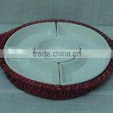 Rattan and Ceramic Candy Holder Basket
