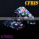 Mens 100% cotton italian floral neck ties flower necktie and pocket square                        
                                                Quality Choice