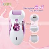 Rechargeable 4 in 1 8 hours charge foot callus remover/epilator/lady shaver/hair clipper