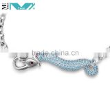 Womens Silver 925 Cubic Zirconia Fox Link Bracelet