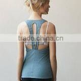 High Quality 87% Nylon and 13% Spandex Women Yoga Tank Top Fashion Design Gym Clothing thumbnail-1