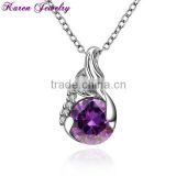 New Purple Zircon Crystal Platinum Plated Pendant Necklace Vintage Statement Necklace Women Fashion Necklaces for Women 2014