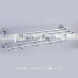 TOWEL RACK SHELF PREMIUM ALUMINUM SILVER FOLDED BATH WITH 5 HOOKS SHELF WASHCLOTH HOLDER thumbnail-3