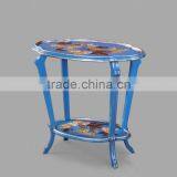 Exquisite Seasell Mosaic Inlay Oval Shaped Tea Table, Classical Living Room Coffee Table, Hand Painted Wooden Decor Coffee Table thumbnail-1