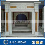 Pillar Style White Marble Fireplace Mantel for Sale thumbnail-1