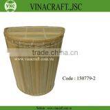 Half Round Bamboo Laundry Basket With Lid thumbnail-1