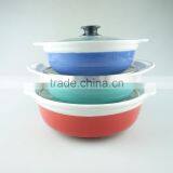Color Glazed Ceramic Soup Tureen /cooking Tureen With Glass Lid in Stock thumbnail-1