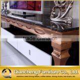 Golden tv Stand Design With Manmade Stone Top thumbnail-5