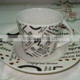 80cc cup & saucer with decal print,porcelain