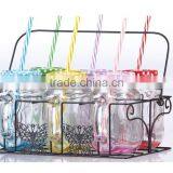 500ml 16oz Mason Jar With Handle and Straw thumbnail-1