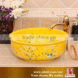 Art Bright Yellow Color Portable Wash Basin Made in Jingdezhen thumbnail-1