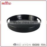 Supreme Quality Thick Wholesale Hot Sale Melamine Plain Black Round Serving Tray With Handles thumbnail-2