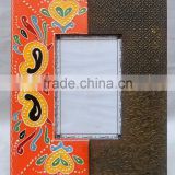 Indian Handicraft Hand Painted Metal Fitted Wooden Photo Frame