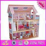 2017 New Products Lovely Children Wooden Dollhouse Kits W06A100 thumbnail-6