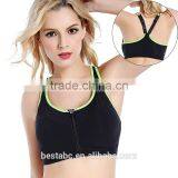 Women's Hight Support Workout Active Plunge Front Fastening Zipper Sports Bra thumbnail-4