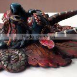 Hand Crafted Wooden Mask of Hindu Buddha Monster Garuda Red Blue Wall Hanging Made in Nepal thumbnail-3