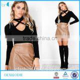 Wholesale 2017 Fashion Clothing Long Sleeve Design Women Top With v Neckline thumbnail-1