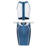 2015 New Arrival Celebrity Sleeveless Blue Keyhole Bandage Dress Cocktail Party Celebrity-inspired Dresses thumbnail-3