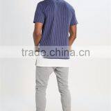 MGOO New Launched Streetwear Cool Fit T-shirt Mens Vertical Stripe Longline T Shirts thumbnail-2