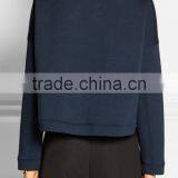 Wholesale Plain Fleece Cropped Stretch Crewneck Sweatshirt for Women thumbnail-4